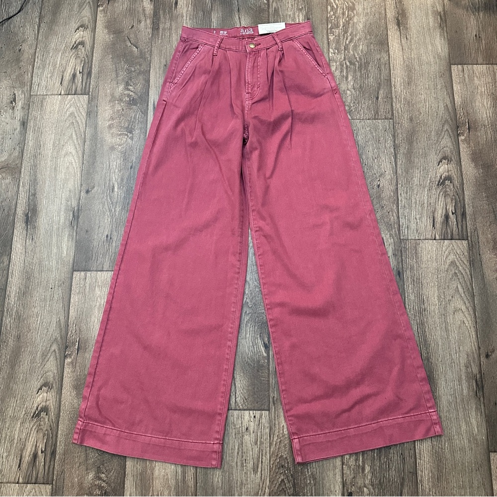 ana High Rise Wide Leg Cotton blend Pants Women’s Size 2 Hawthorne Rose